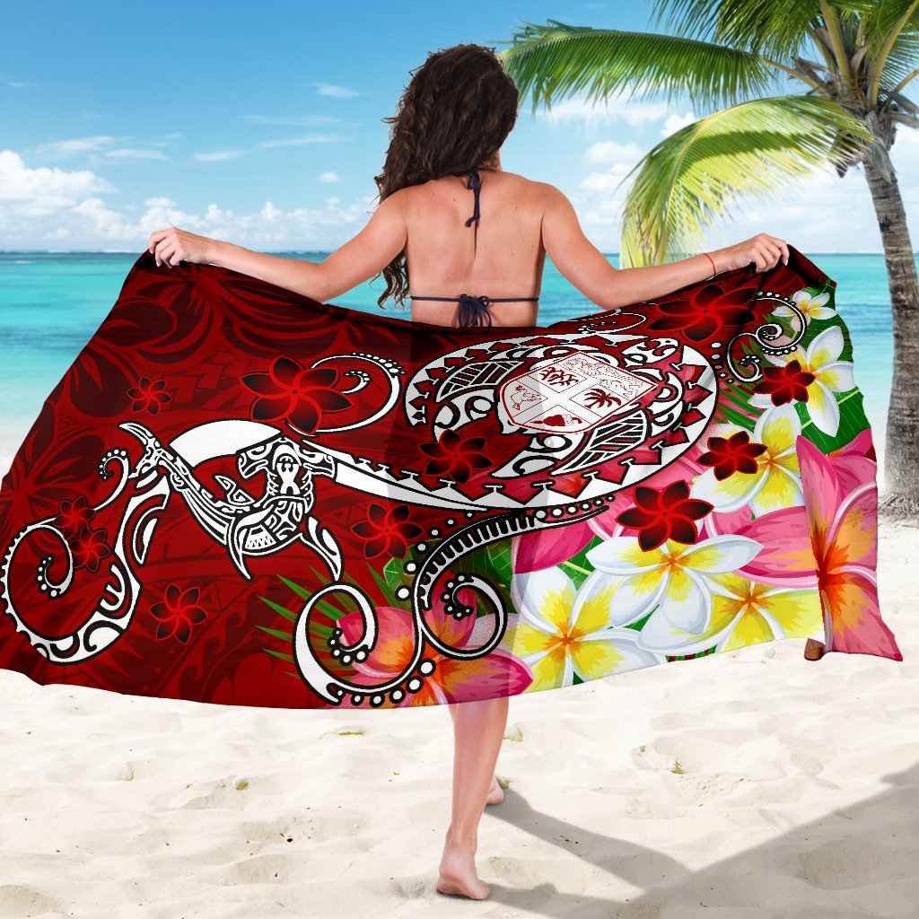 Fiji Sarong - Turtle Plumeria (Red) - Polynesian Pride