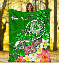 FSM Custom Personalised Premium Blanket - Turtle Plumeria (Green) - Polynesian Pride