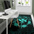 Hawaii Kanaka Turtle Hibiscus Polynesian Rug - Anthea Style Turquoise - Polynesian Pride