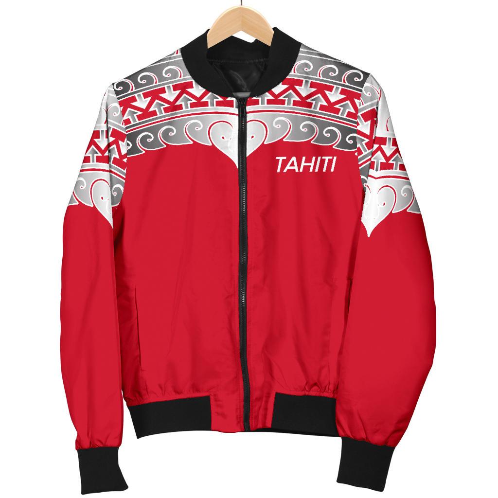 Tahiti Polynesian Men Bomber Jacket - Wave Style Red - Polynesian Pride