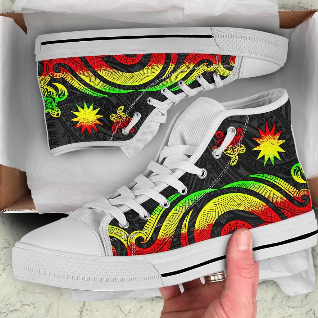 Nauru High Top Canvas Shoes - Reggae Tentacle Turtle - Polynesian Pride