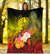 Tahiti Custom Personalised Premium Blanket - Humpback Whale with Tropical Flowers (Yellow) - Polynesian Pride