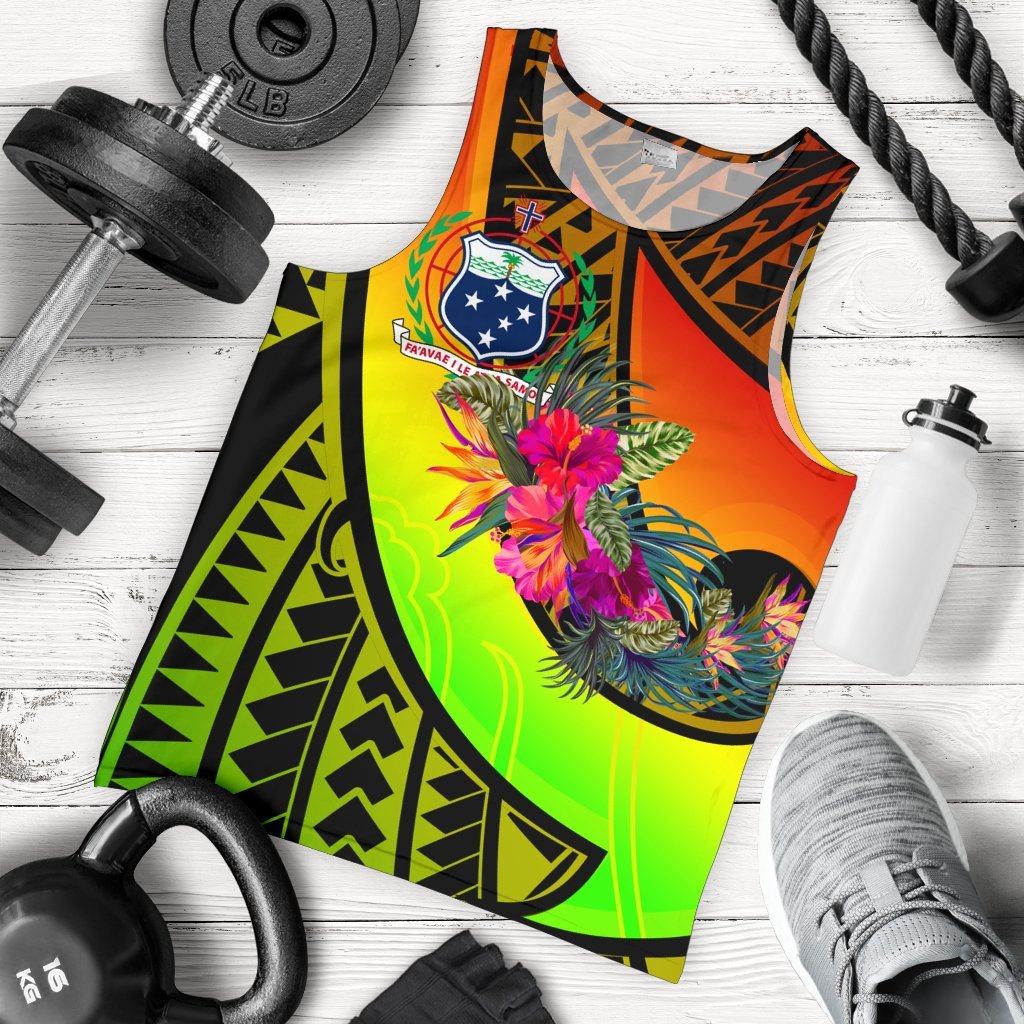 Samoa Men's Tank Top - Polynesian Hook And Hibiscus (Reggae) Reggae - Polynesian Pride