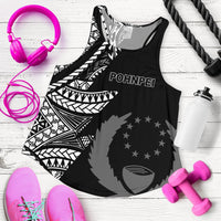 Pohnpei Women's Racerback Tank - Micronesian Pattern Flash Black Black - Polynesian Pride