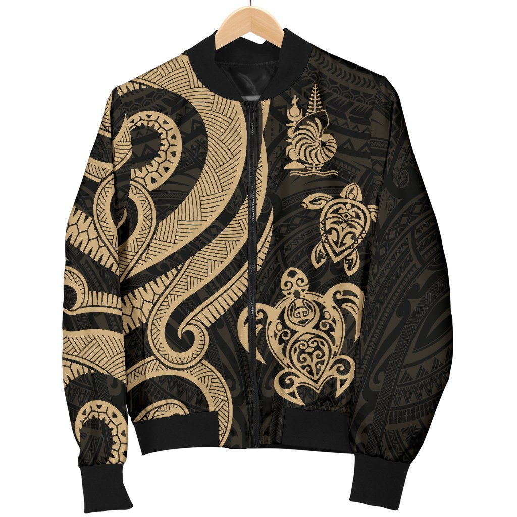 New Caledonia Men's Bomber Jacket - Gold Tentacle Turtle - Polynesian Pride