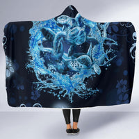 Hawaii Turtle Sea Ohana Hooded Blanket Hooded Blanket Water Blue - Polynesian Pride