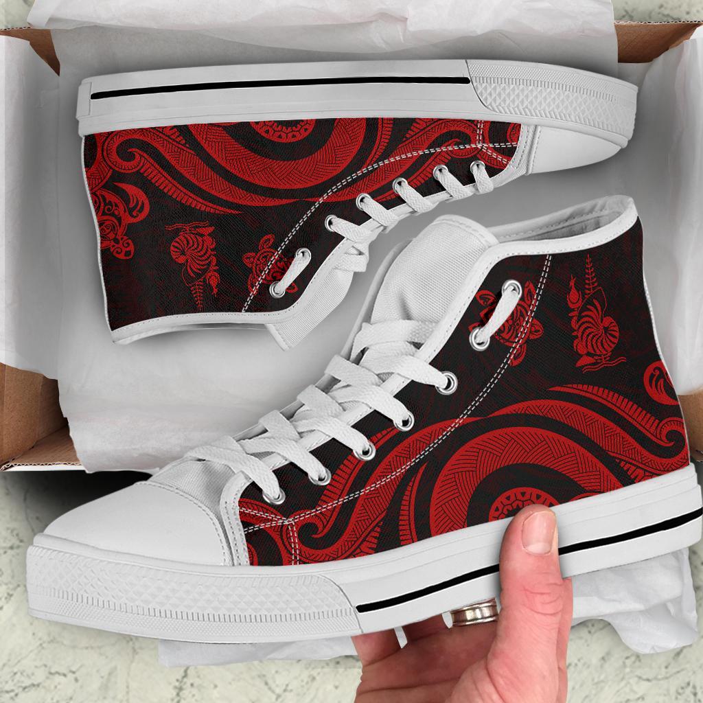 New Caledonia High Top Canvas Shoes - Red Tentacle Turtle - Polynesian Pride