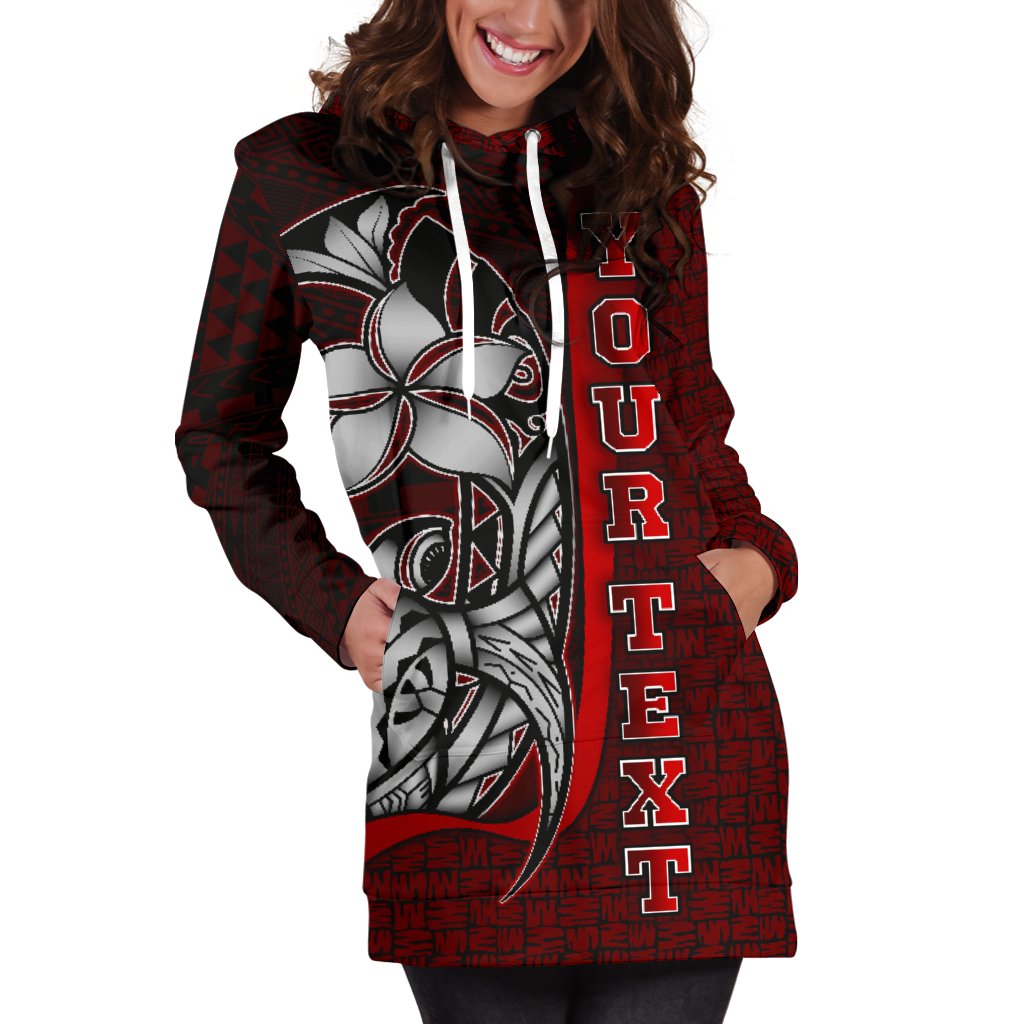 Polynesian Hawaii Custom Personalised Hoodie Dress Red - Turtle with Hook - Polynesian Pride