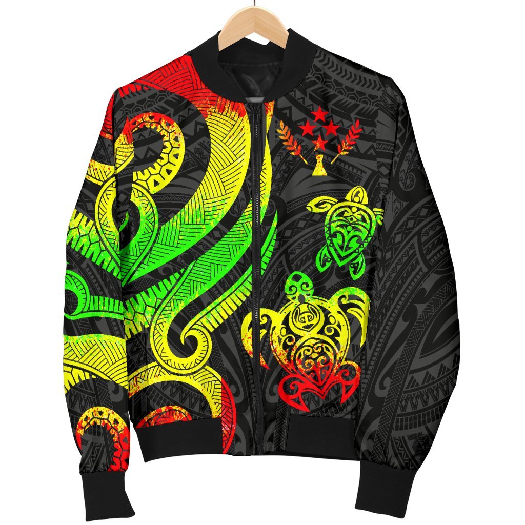 Kosrae Micronesian Men Bomber Jacket - Reggae Tentacle Turtle - Polynesian Pride
