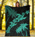 Hawaii Turtle Plumeria Coconut Tree Polynesian Premium Blanket - Turquoise - Polynesian Pride