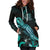 Palau Polynesian Hoodie Dress - Turtle With Blooming Hibiscus Turquoise - Polynesian Pride