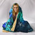 Kanaka Maoli (Hawaiian) Hooded Blanket - Sea Turtle Tropical Hibiscus And Plumeria Blue - Polynesian Pride