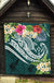 Kosrae Polynesian Premium Quilt - Summer Plumeria (Turquoise) - Polynesian Pride