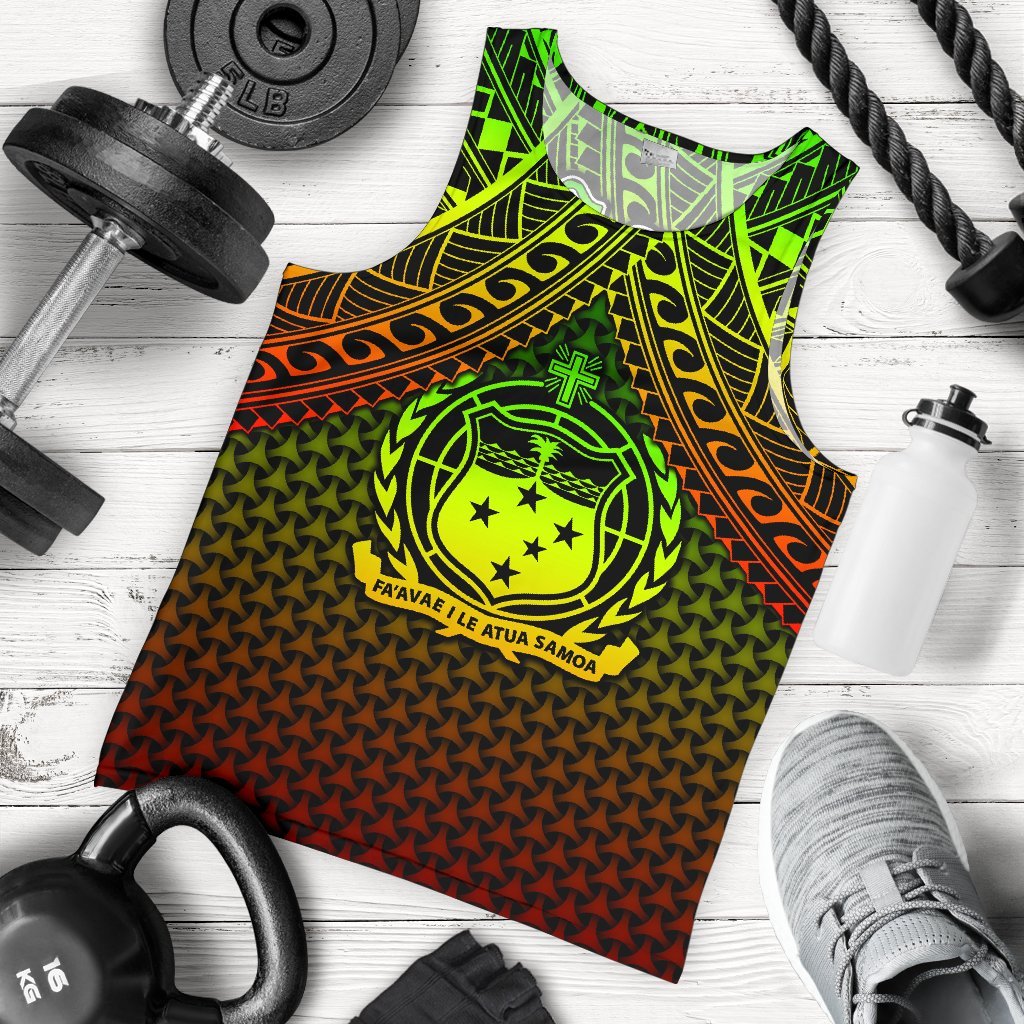 Polynesian Samoa Personalised Men's Tank Top - Reggae Vintage Polynesian Patterns Reggae - Polynesian Pride