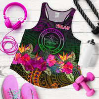 Palau Women's Racerback Tank - Summer Hibiscus Art - Polynesian Pride