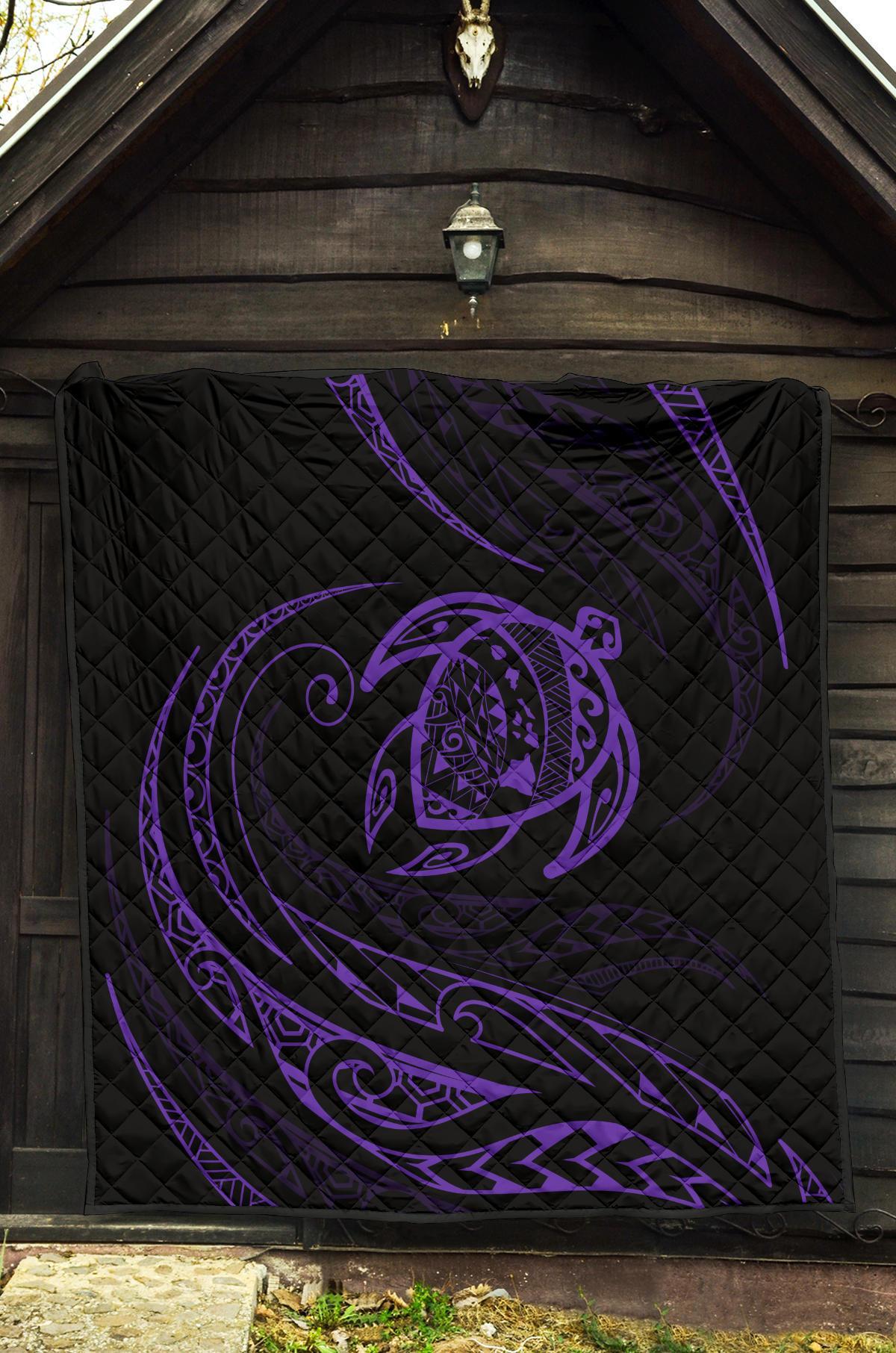 Hawaii Turtle Premium Quilt - Purple - Frida Style - Polynesian Pride