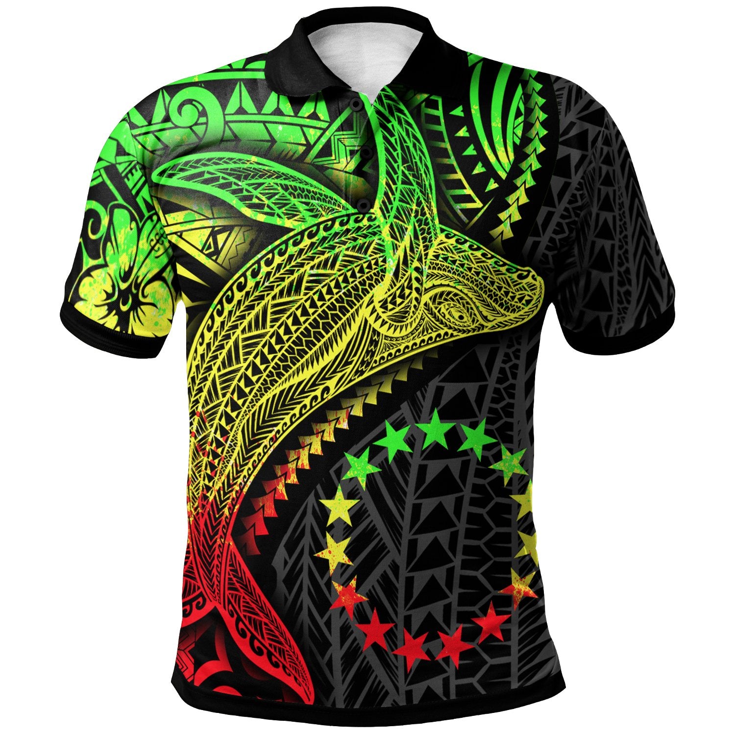 Cook Islands Polo Shirt Humpback Whale and Coat of Arms Reggae Unisex Reggae - Polynesian Pride