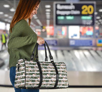 Hawaii Tropical Dark Green Leaves Seamless Pattern White Stripes Pink Background Hawaii Travel Bag - Polynesian Pride