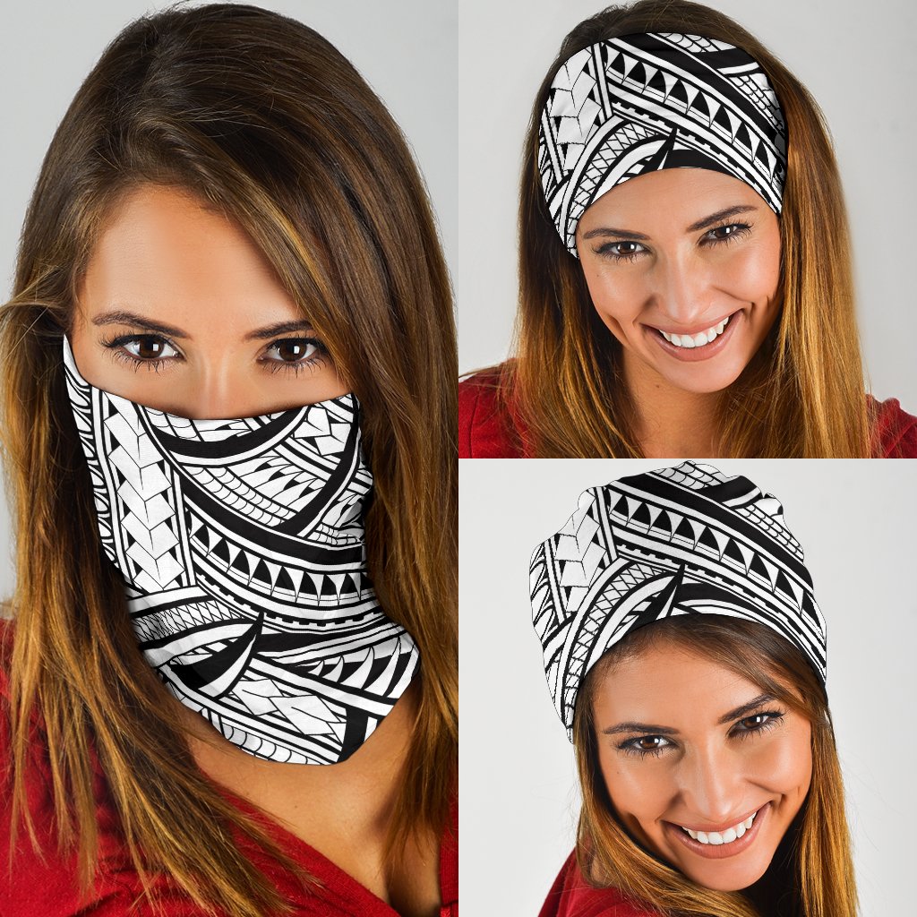 Polynesian Lines Tatau White Unisex Bandana - Polynesian Pride