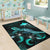 Papua New Guinea Polynesian Area Rugs - Turtle With Blooming Hibiscus Turquoise - Polynesian Pride