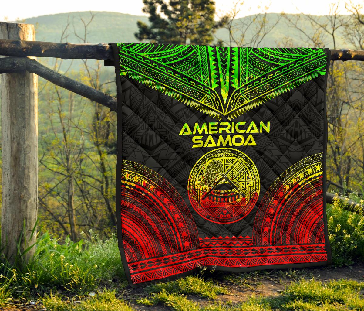 American Samoa Premium Quilt - American Samoa Seal Polynesian Chief Reggae Version - Polynesian Pride