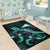 Tokelau Polynesian Area Rugs - Turtle With Blooming Hibiscus Turquoise - Polynesian Pride