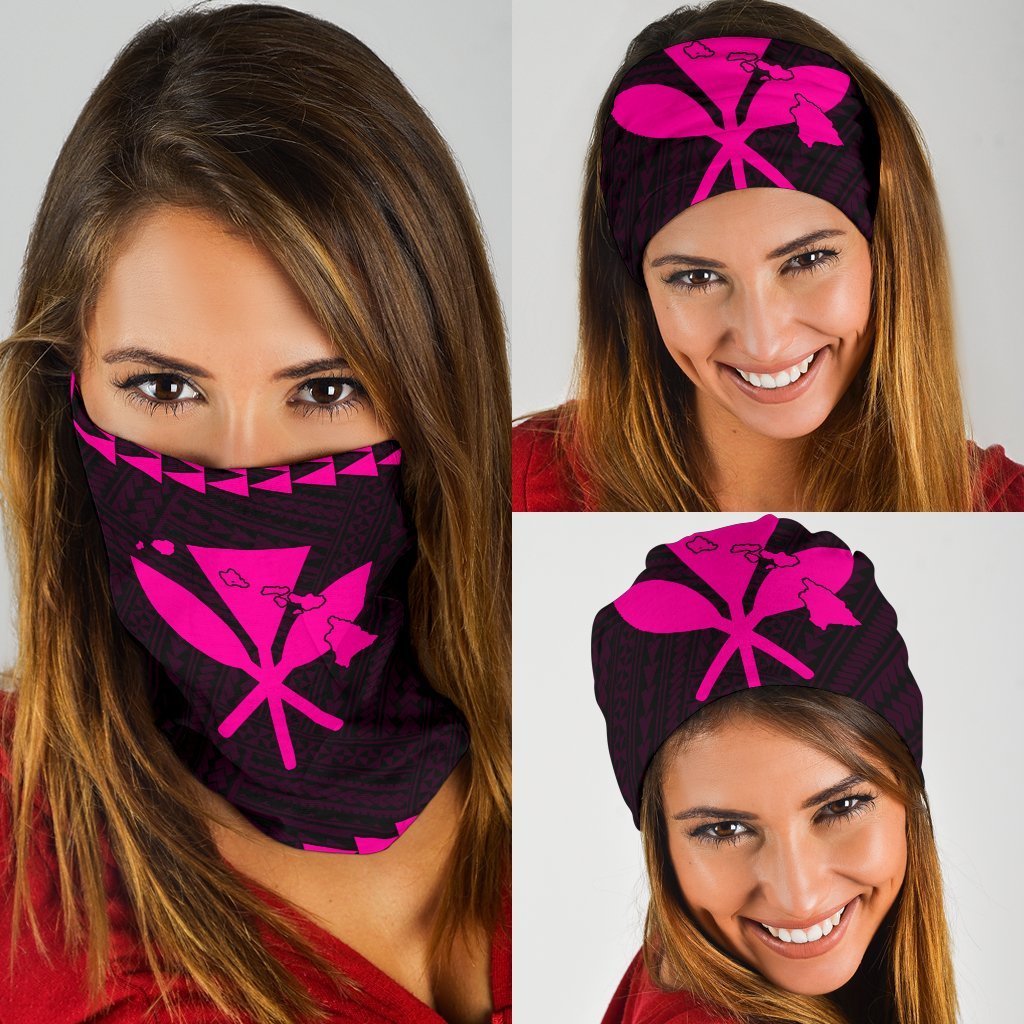 Hawaii Kakau Polynesian Kanaka Map Bandana 3 - Pack - Pink Pink One Size - Polynesian Pride