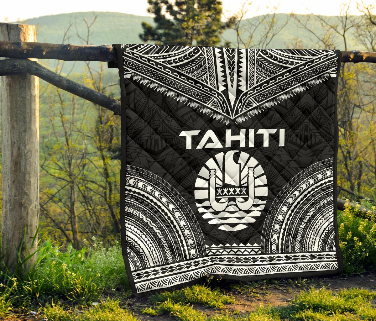 Tahiti Premium Quilt - Tahiti Flag Polynesian Chief Black Version - Polynesian Pride