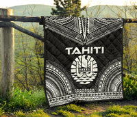 Tahiti Premium Quilt - Tahiti Flag Polynesian Chief Black Version - Polynesian Pride