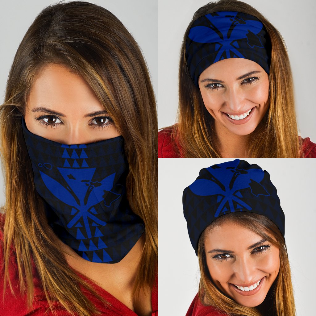 Hawaii Kanaka Map Kakau Bandana 3 - Pack - Blue One Size Blue - Polynesian Pride