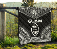 Guam Premium Quilt - Guam Coat Of Arms Polynesian Chief Black Version - Polynesian Pride