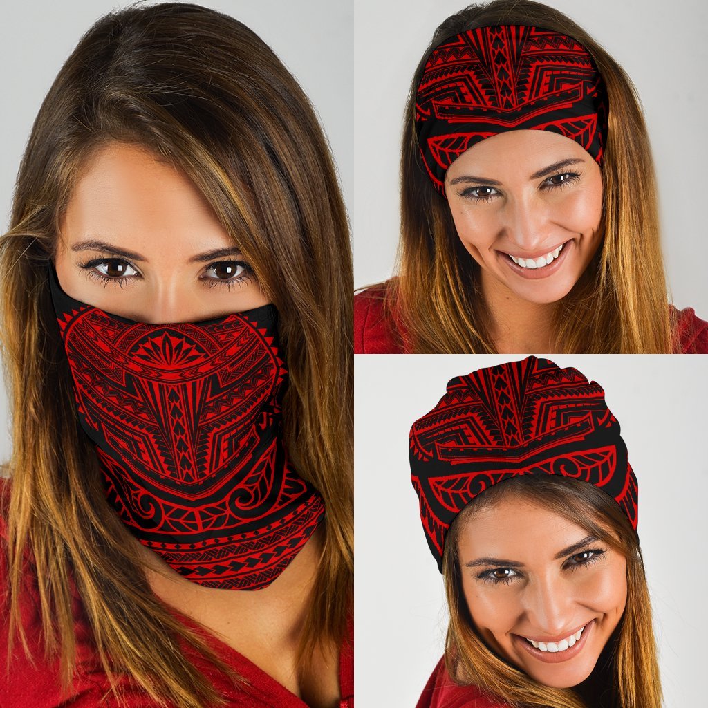 Hawaiian Kanaka Map Bandana 3 - Pack Attack Warrior Red One Size Red - Polynesian Pride