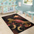 Papua New Guinea Polynesian Area Rugs - Turtle With Blooming Hibiscus Gold - Polynesian Pride