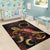 Cook Islands Polynesian Area Rugs - Turtle With Blooming Hibiscus Gold - Polynesian Pride