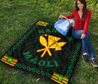 Kanaka Maoli Flag Polynesian Premium Quilt Green - Love Style - Polynesian Pride
