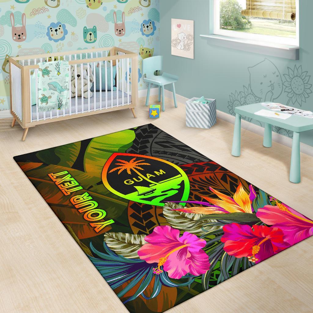 Guam Polynesian Personalised Area Rug - Hibiscus and Banana Leaves - Polynesian Pride
