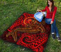 Chuuk Premium Quilt - Red Shark Polynesian Tattoo - Polynesian Pride