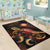 Marshall Islands Polynesian Area Rugs - Turtle With Blooming Hibiscus Gold - Polynesian Pride