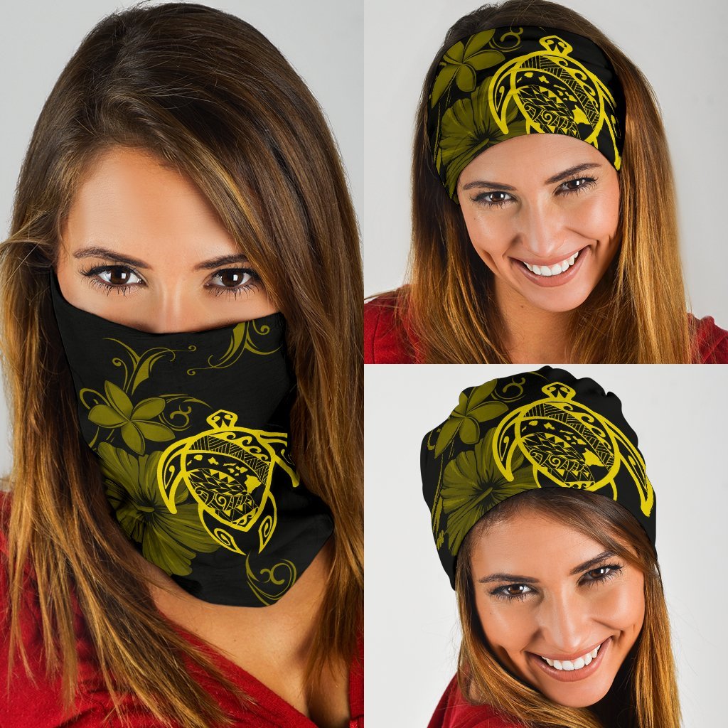 Hawaii Turtle Map Hibiscus Polynesian Bandana 3-Pack - Unique Style Yellow Yellow One Size - Polynesian Pride