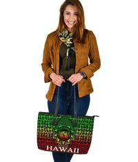 Hawaii Large Leather Tote Bag Style (Reggae) - Polynesian Pride