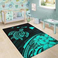 Hawaii Turtle Polynesian Map Plumeria Area Rug AH - Polynesian Pride