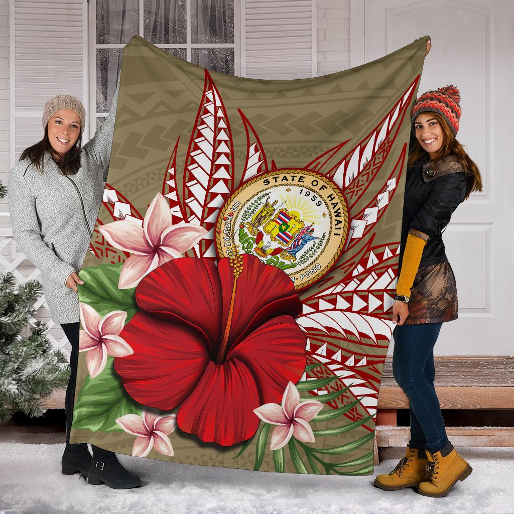 Hawaii Polynesian Coat Of Arm Tropical Premium Blanket - AH - Polynesian Pride