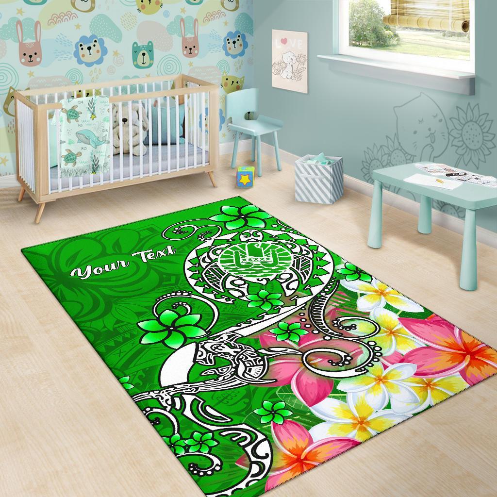 Tahiti Custom Personalised Area Rug - Turtle Plumeria (Green) - Polynesian Pride