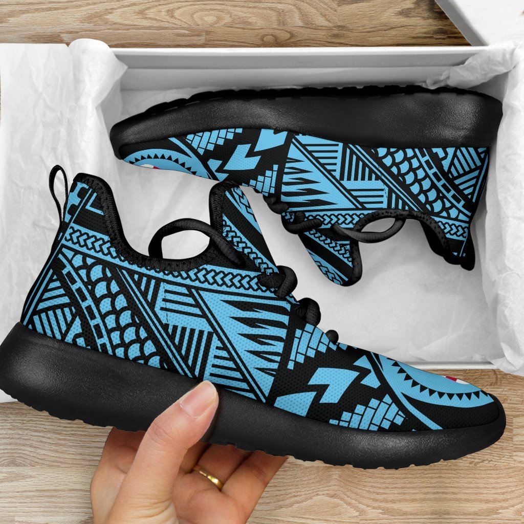 Fiji Polynesian Tattoo Mesh Knit Sneakers Blue - Polynesian Pride