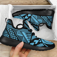 Fiji Polynesian Tattoo Mesh Knit Sneakers Blue - Polynesian Pride