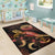 American Samoa Polynesian Area Rugs - Turtle With Blooming Hibiscus Gold - Polynesian Pride