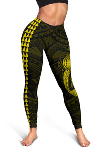 Hawaii Turtle Shark Polynesian Leggings - Yellow - Polynesian Pride