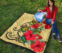 Hawaiian Marble Turtles Hibiscus Premium Quilt - Polynesian Pride