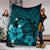 Hawaii Turtle Poly Tribal Turquoise Premium Blanket - Polynesian Pride