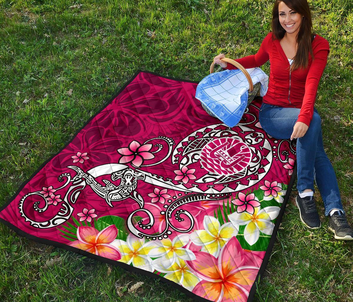 Tahiti Premium Quilt - Turtle Plumeria (Pink) - Polynesian Pride
